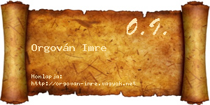 Orgován Imre névjegykártya